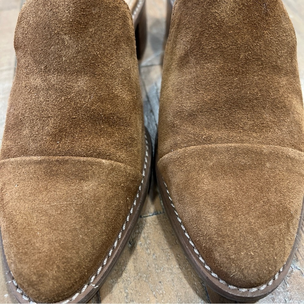 Soludos Ingrid Mules Women’s 7.5 Brown Suede Slip On Leather Block Heel - Picture 3 of 9